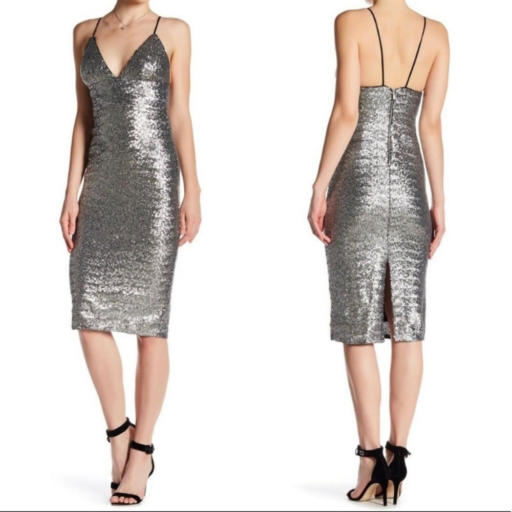 NWOT ABS By Allen Schwartz Metallic Sequin Dress